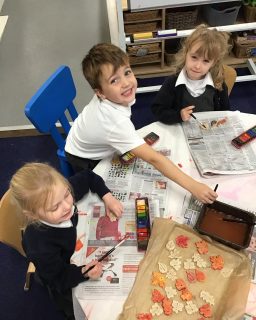 Autumn art- Reception created salt dough leaves, they also created autumn pictures using stencils. 🍁🍂