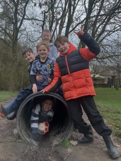 Some very muddy fun before our Stone Age activities 🛖